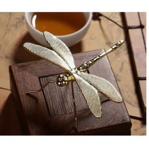 Elegant Brass Dragonfly Figure Vintage Style Wings Statement Piece‎ 2.75" New